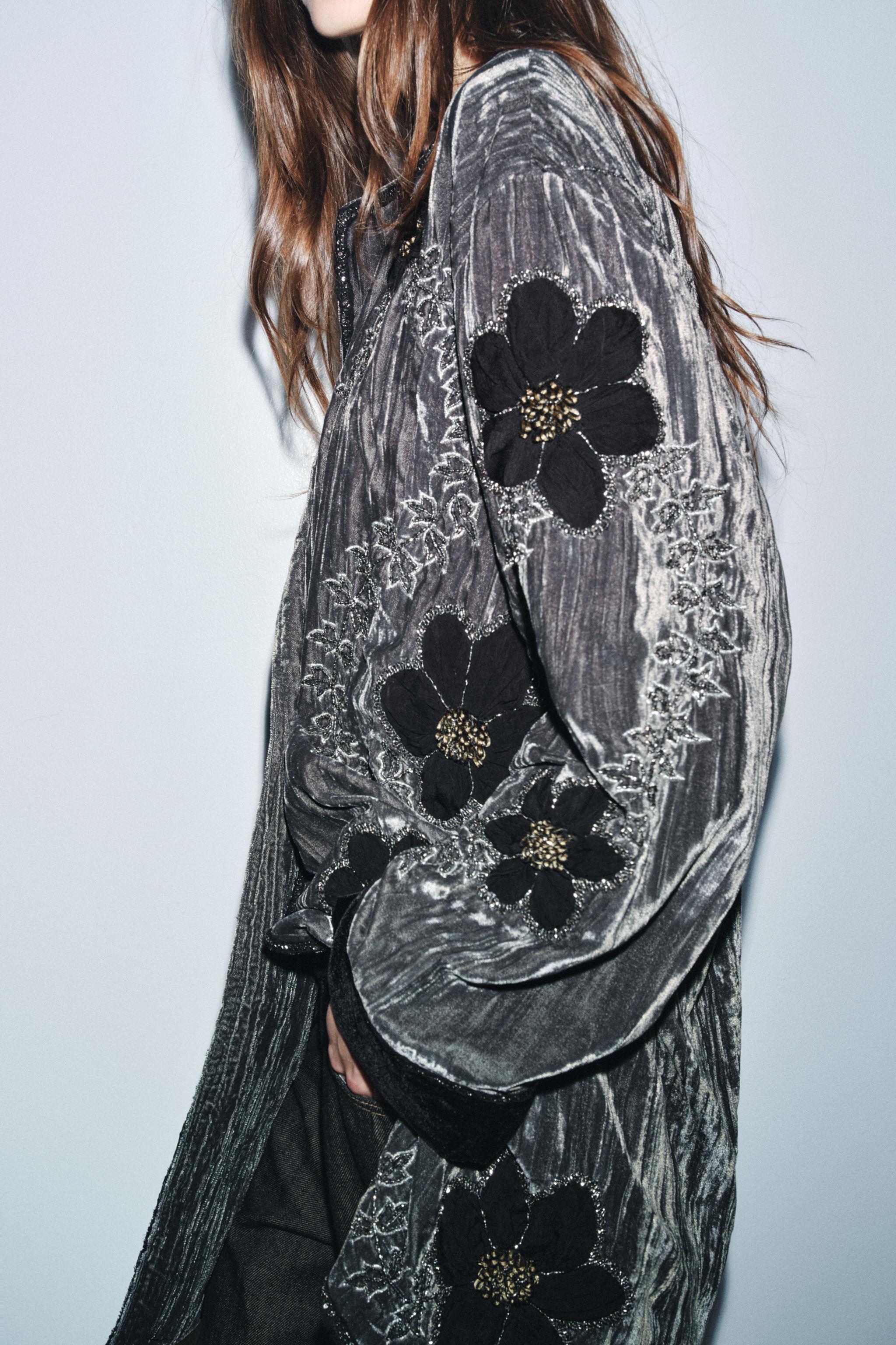 EMBROIDERED VELVET KIMONO ZW COLLECTION LIMITED EDITION